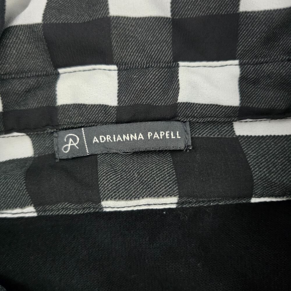 Adrianna Papell Women’s Black Long Sleeve Sweater Top Buffalo Check Collar Hem M - Picture 6 of 8